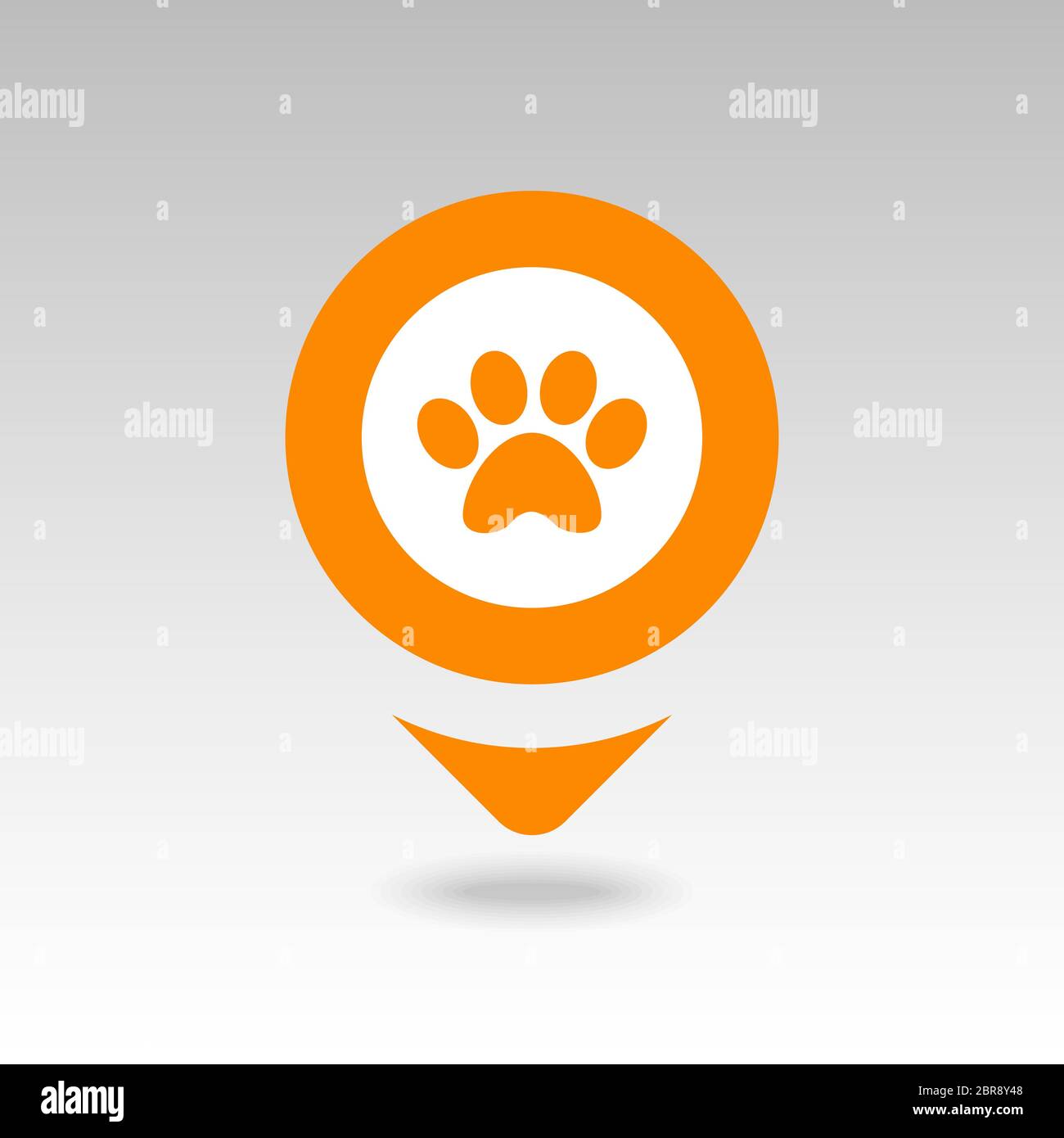 Dog paw pin map icon. Map pointer. Map markers. Destination vector icon ...