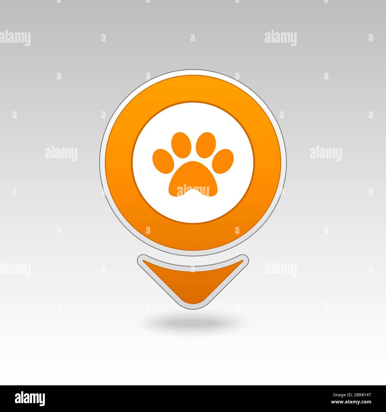 Dog paw pin map icon. Map pointer. Map markers. Destination vector icon. GPS location symbol. Mapping pins icon EPS 10 vector file has transparency, s Stock Photo