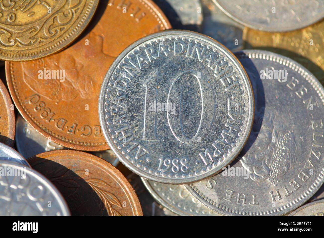 Old coins, various European currencies Stock Photo Alamy