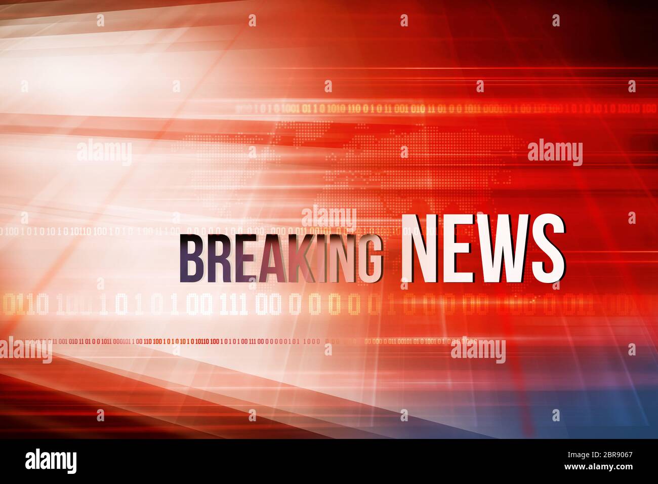 Graphical red theme breaking news background, digital binary codes at ...
