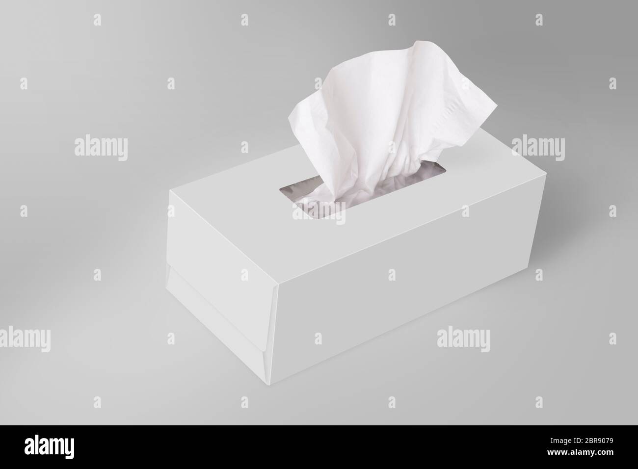 Download White Blank Tissue Box On Gray Background With Facial Tissue For Print Design And Packaging Mock Up Selection Path Included Stock Photo Alamy