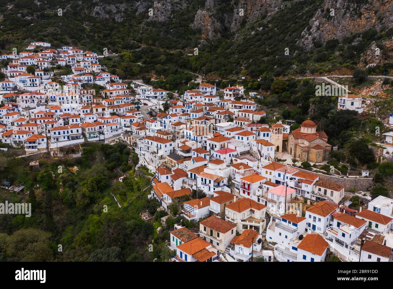 Panoramic view of the Historical Byzantine village Velanidia near cape Malea, Greece. Laconia Peloponnese, Greece Stock Photo