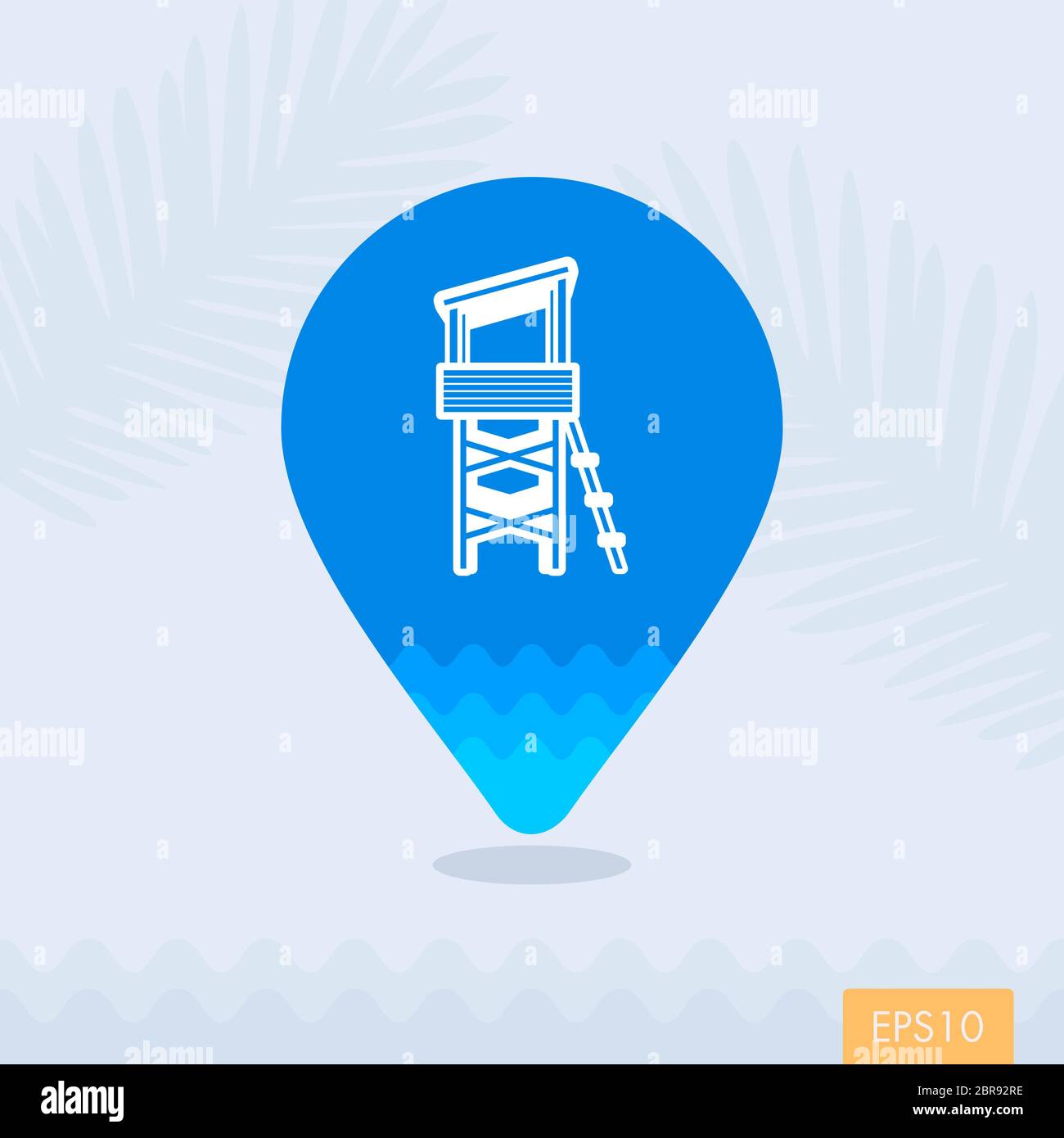 Lifeguard tower vector pin map icon. Beach Map pointer. Summer Map ...