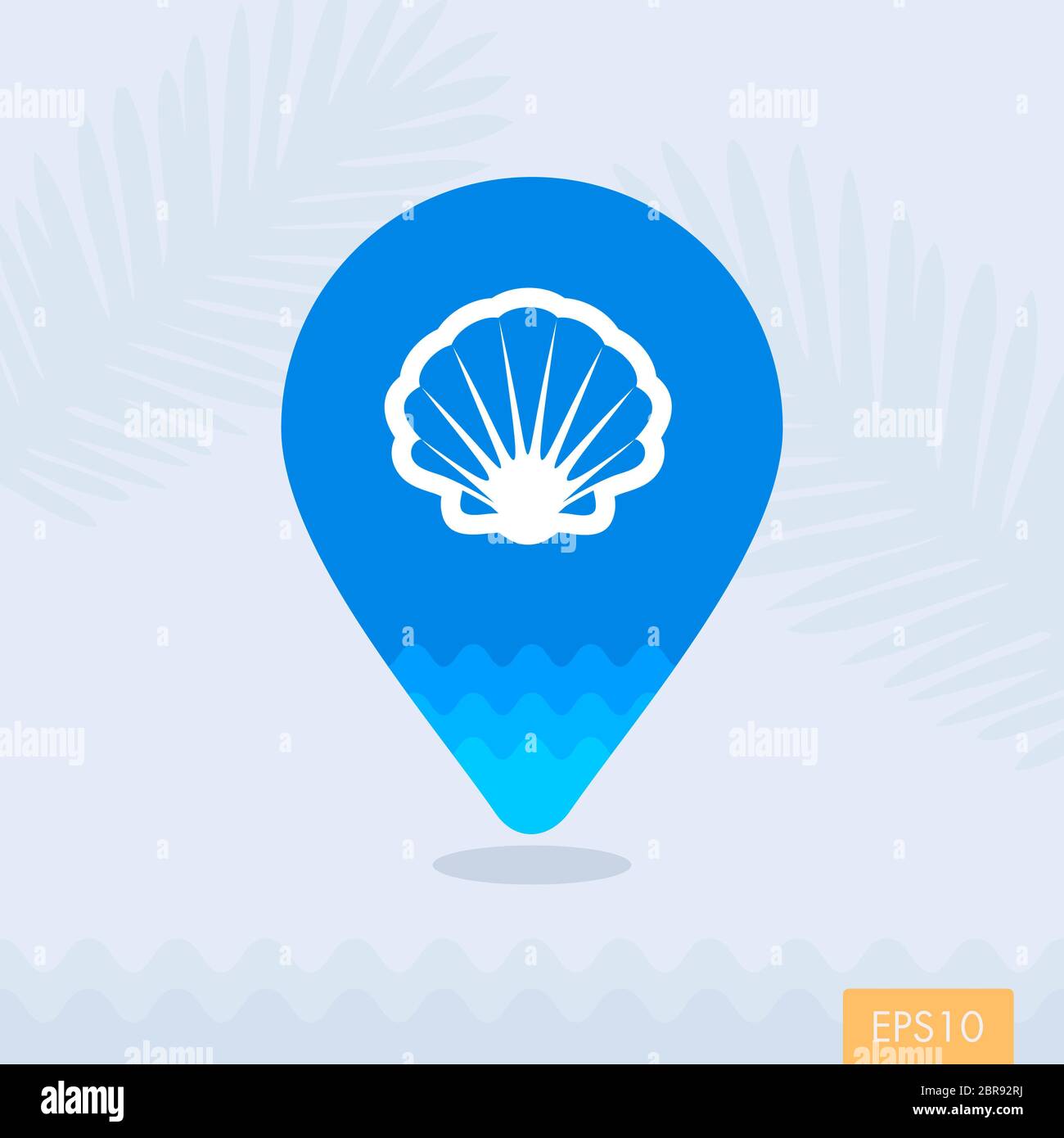 Seashell vector pin map icon. Beach Map pointer. Summer Map markers ...