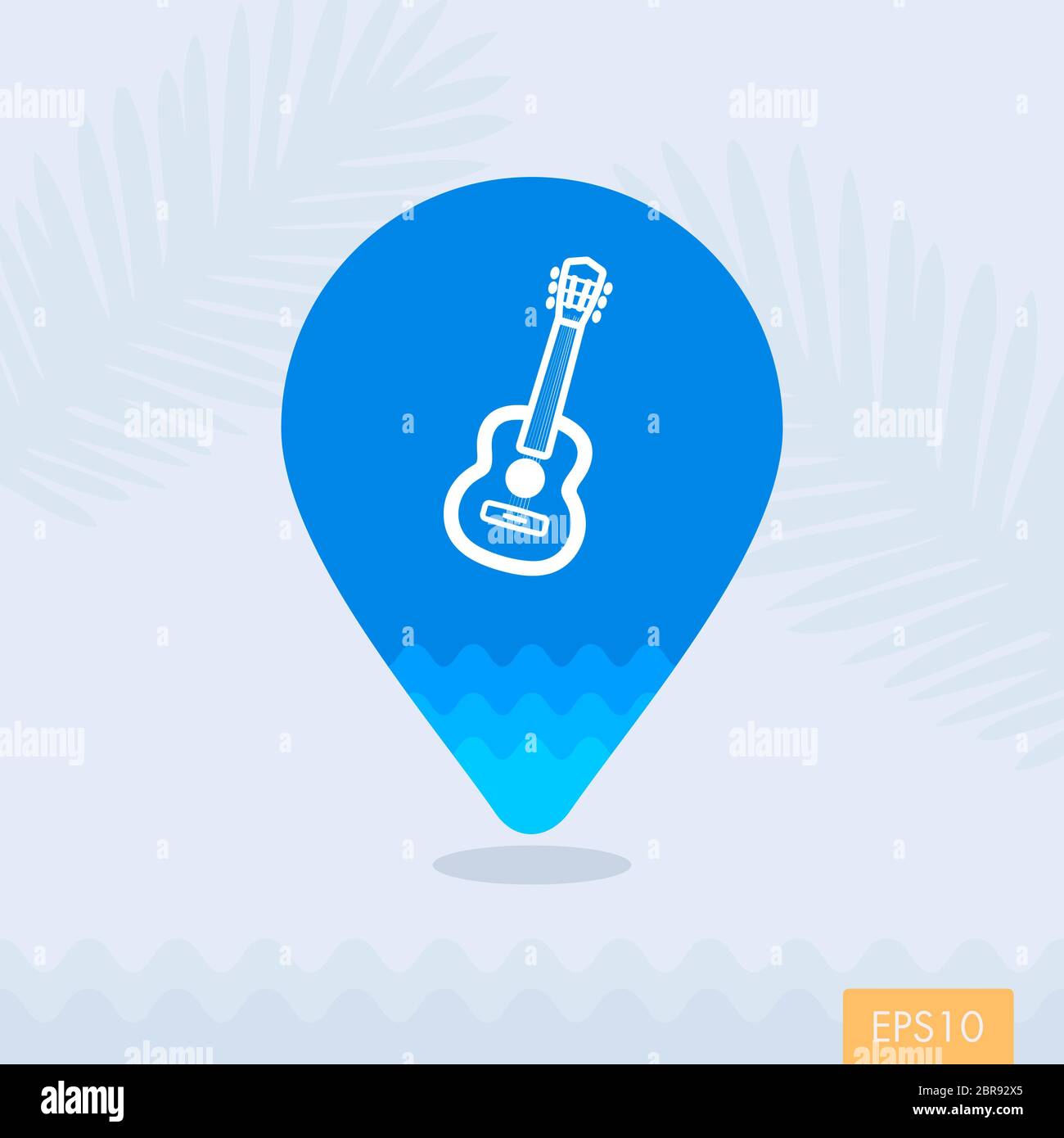 Guitar Beach vector pin map icon. Beach Map pointer. Summer Map markers ...