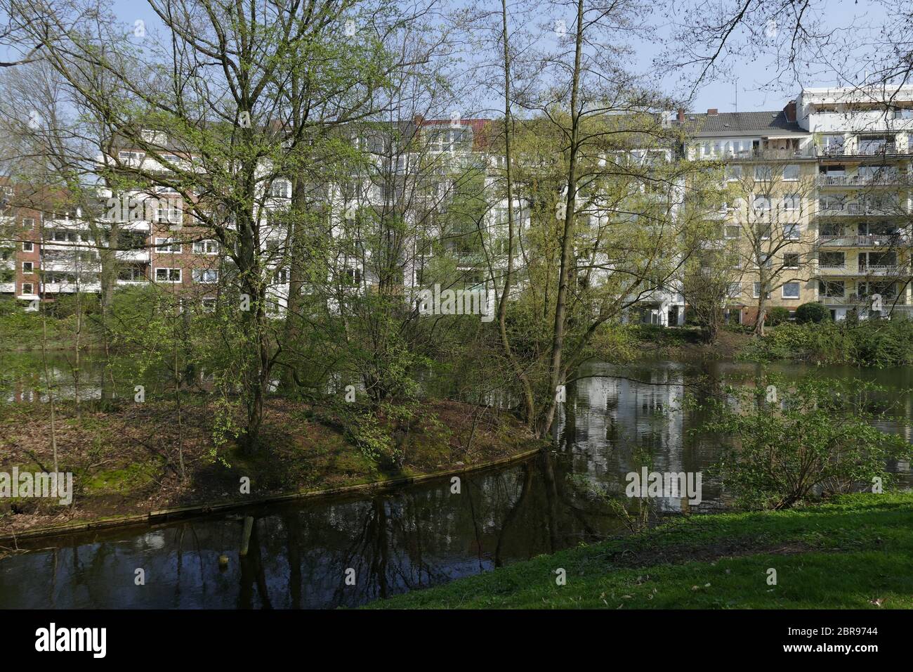 Residential houses, multifamily houses in spring, Bremen Stock Photo