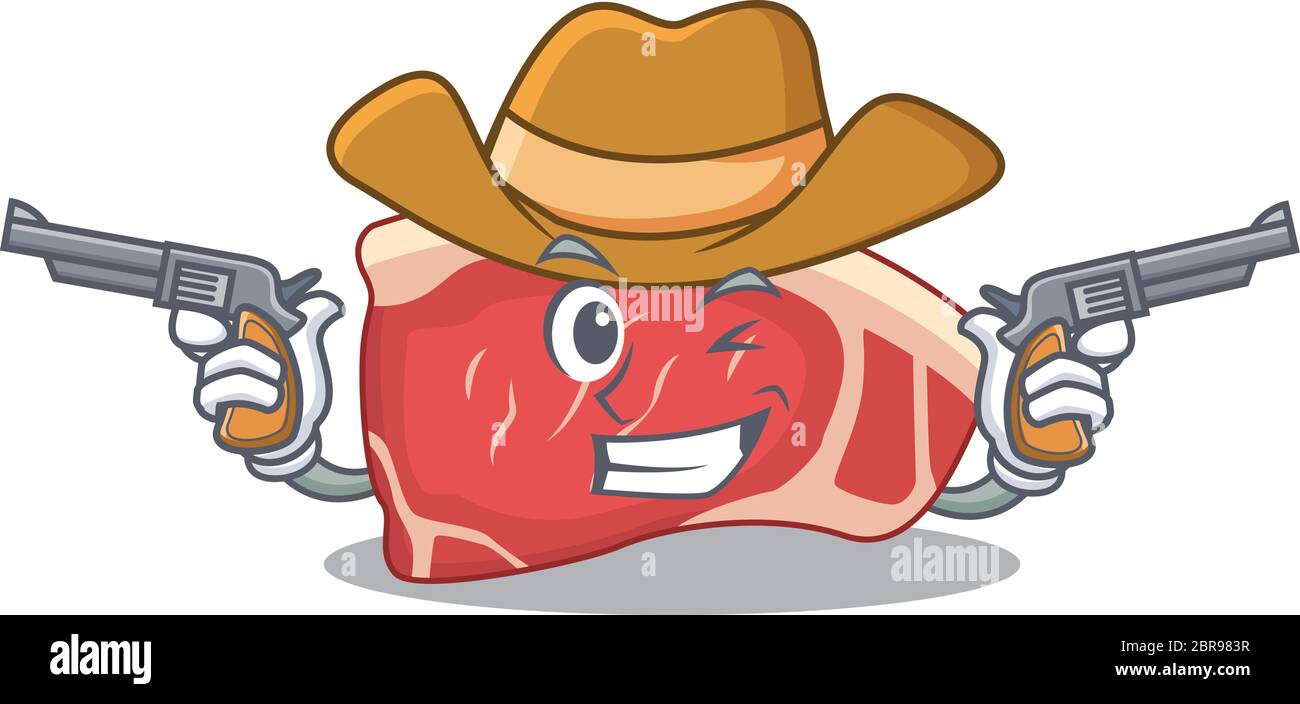 Cartoon character cowboy of sirloin with guns Stock Vector Image & Art