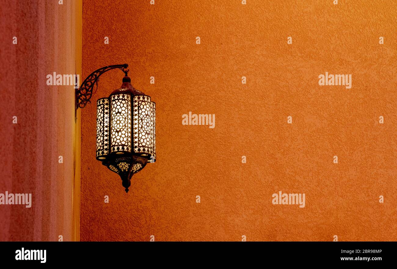 Morocco style lamp at a mosque in Doha, Qatar Stock Photo