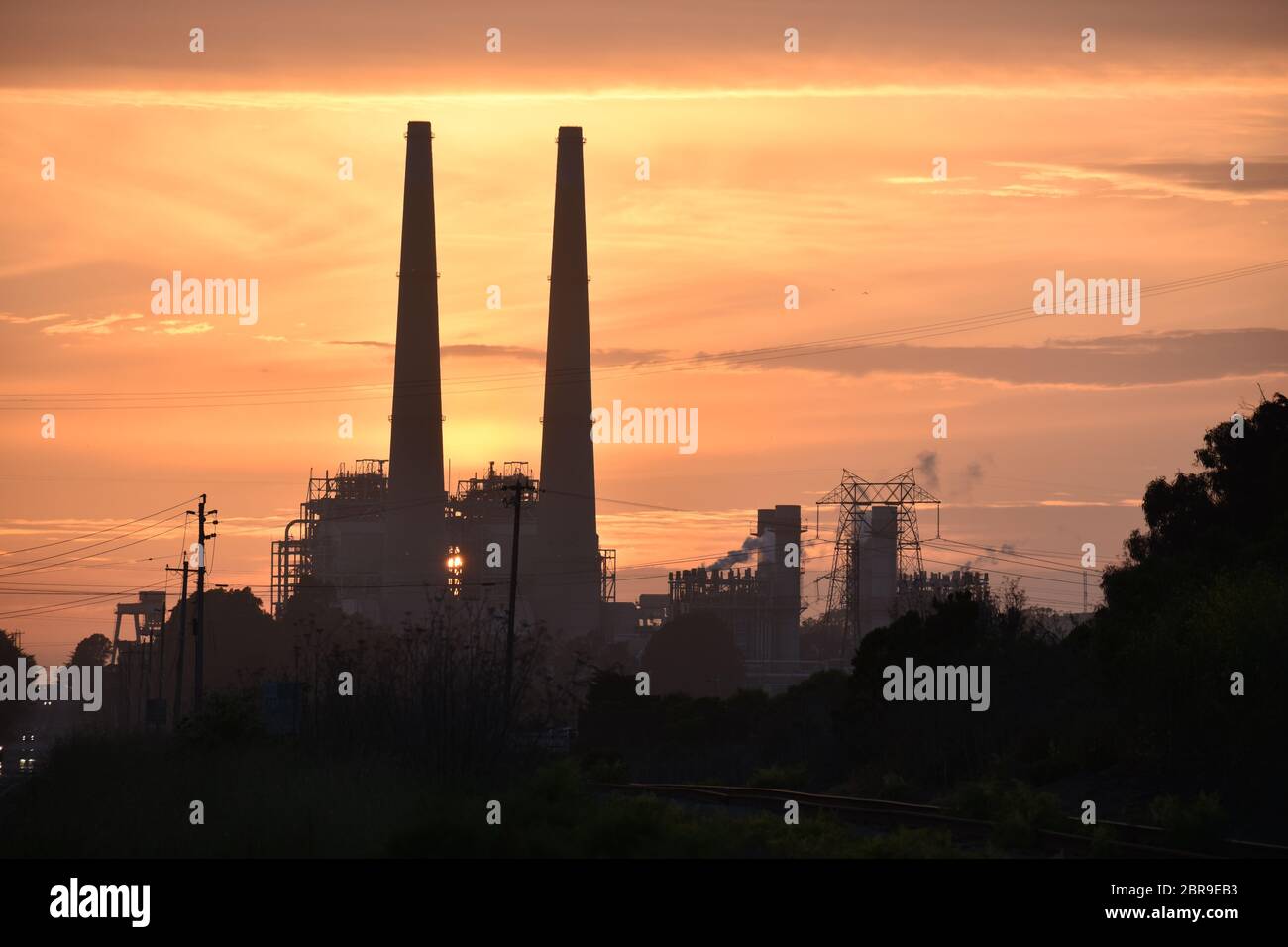 The Moss Landing power plant at sunset Stock Photo Alamy