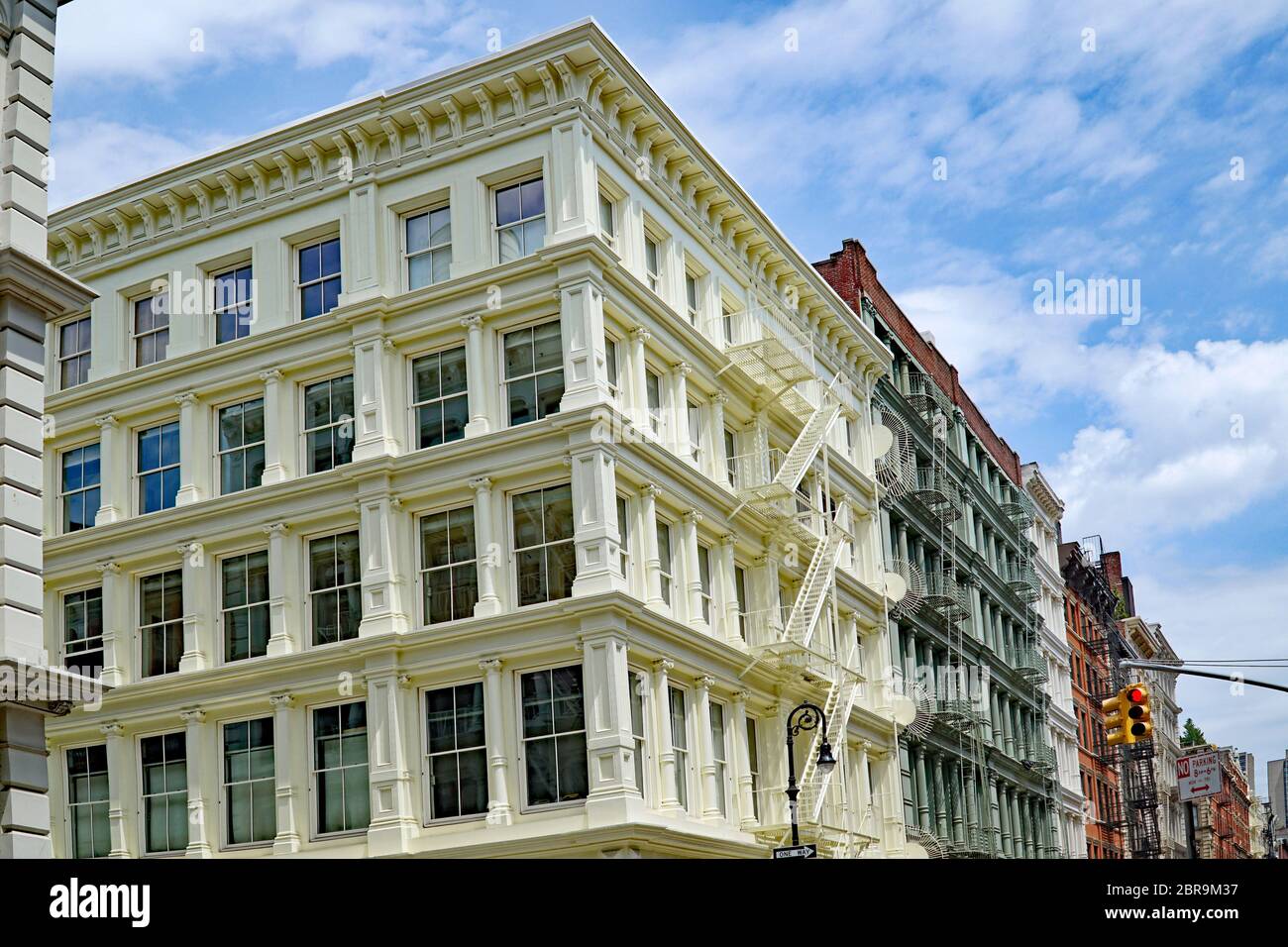 New York City, Manhattan Cast Iron District, colorful painted buildings Stock Photo