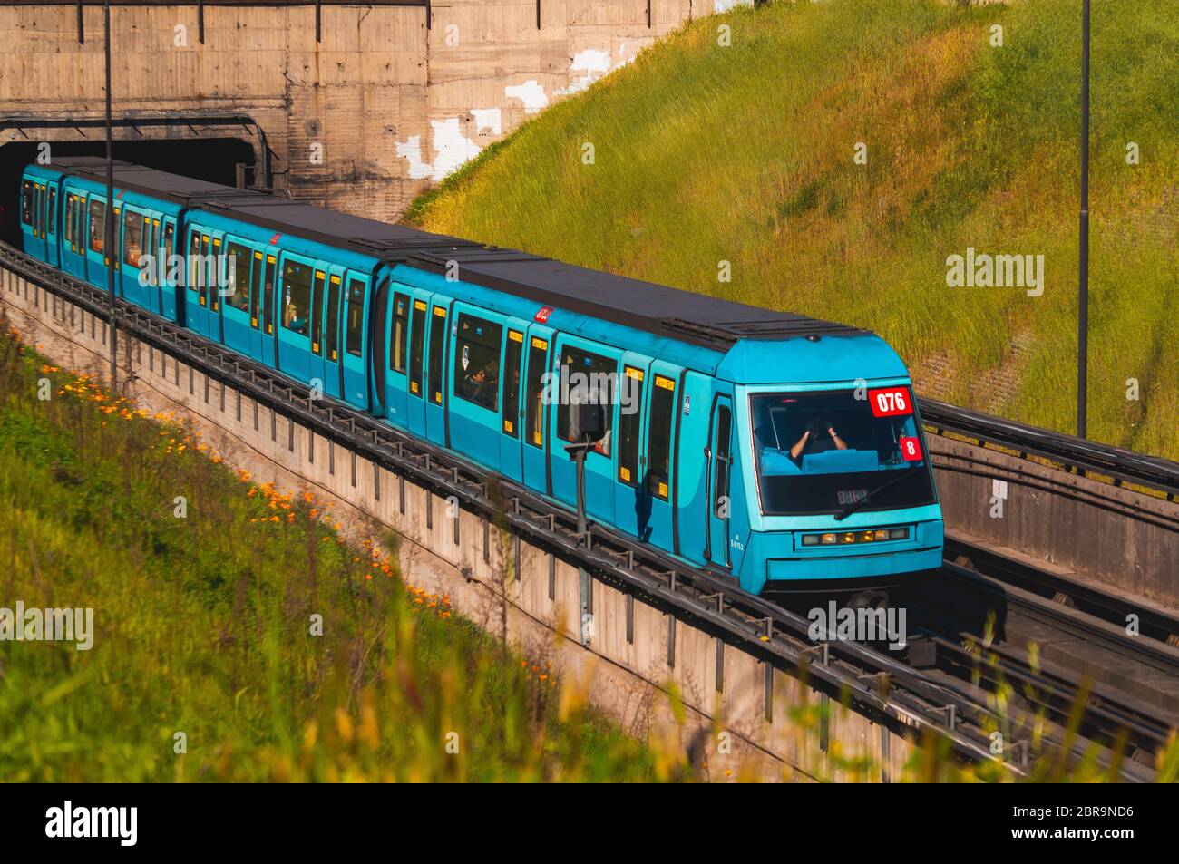 Santiago, Chile - August 2016: A Metro de Santiago train at Line 1 Stock Photo