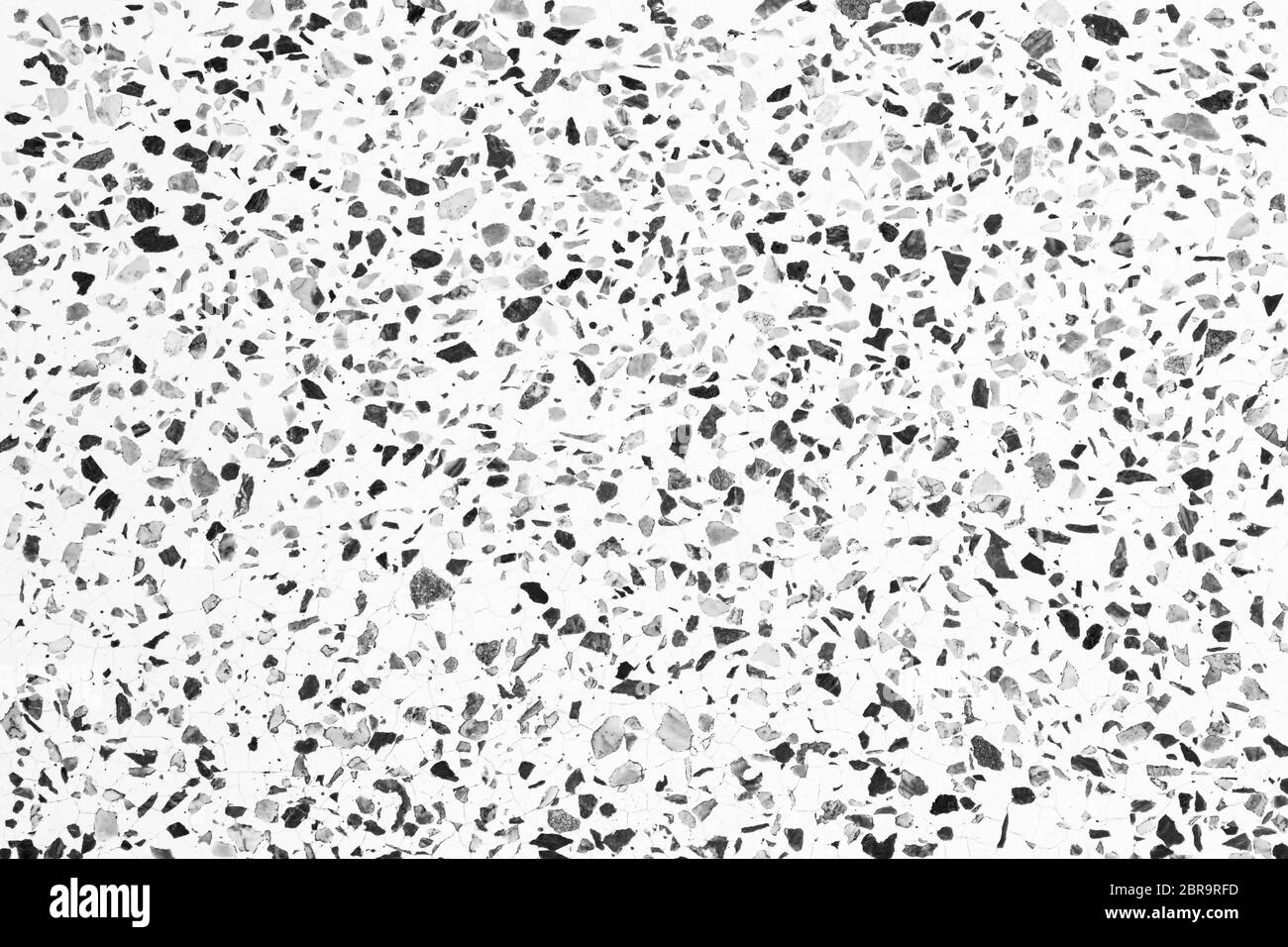 terrazzo flooring texture polished old. black and white color small stone pattern surface marble vintage for background image horizontal Stock Photo