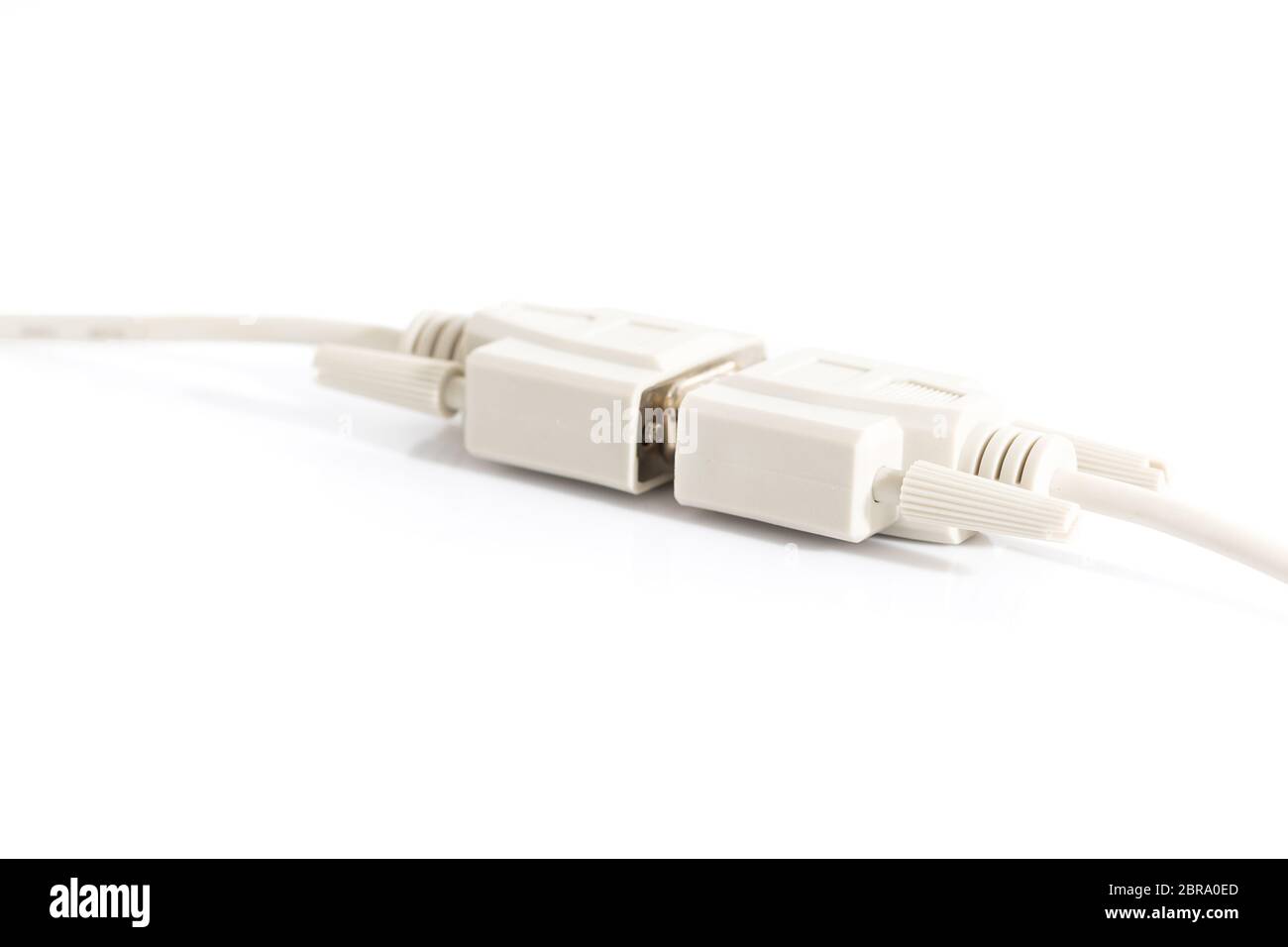 VGA input cable connector with white cord on white background Stock ...