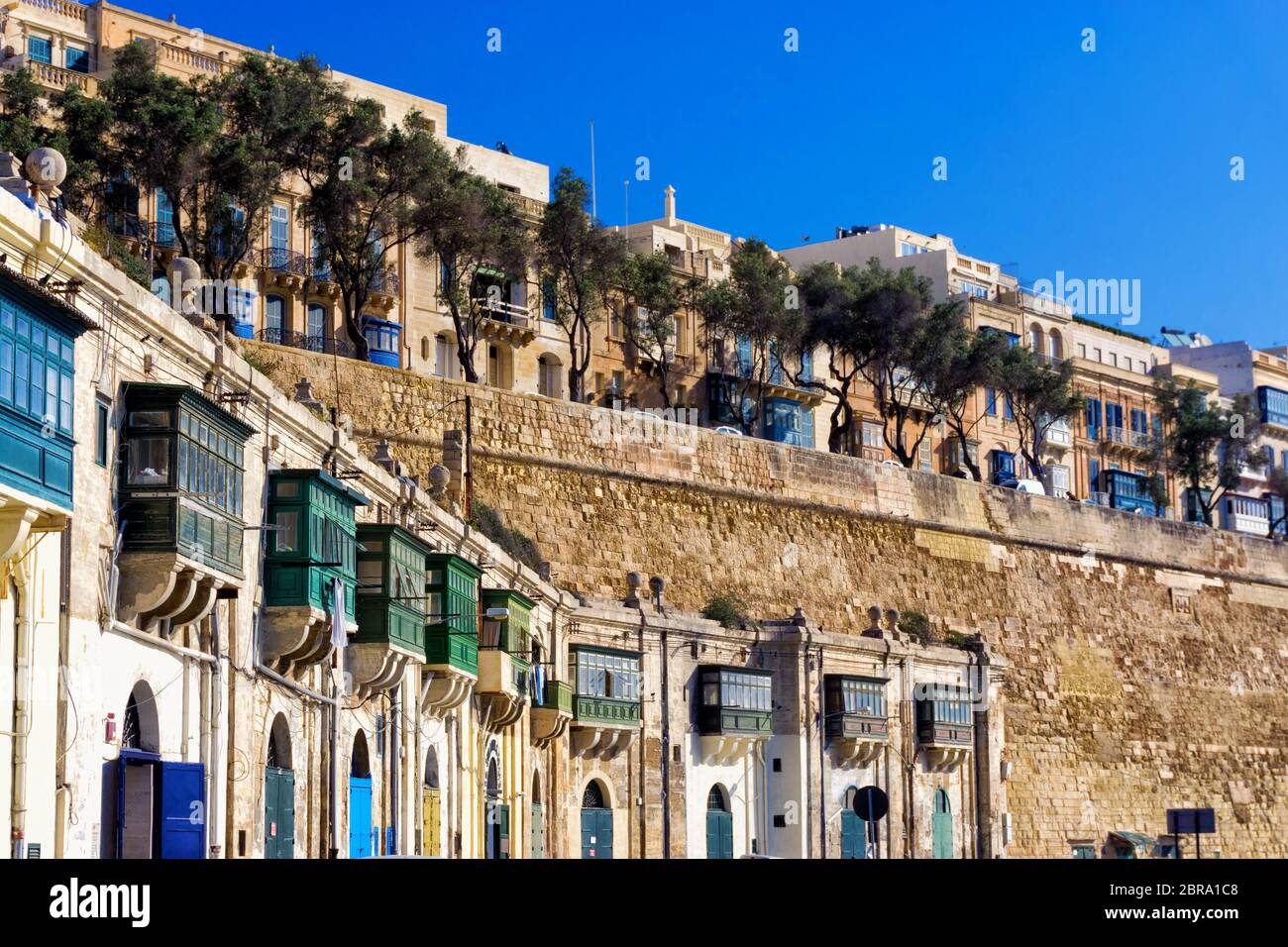 View of the old traditional buildings in Valletta, Malta Stock Photo