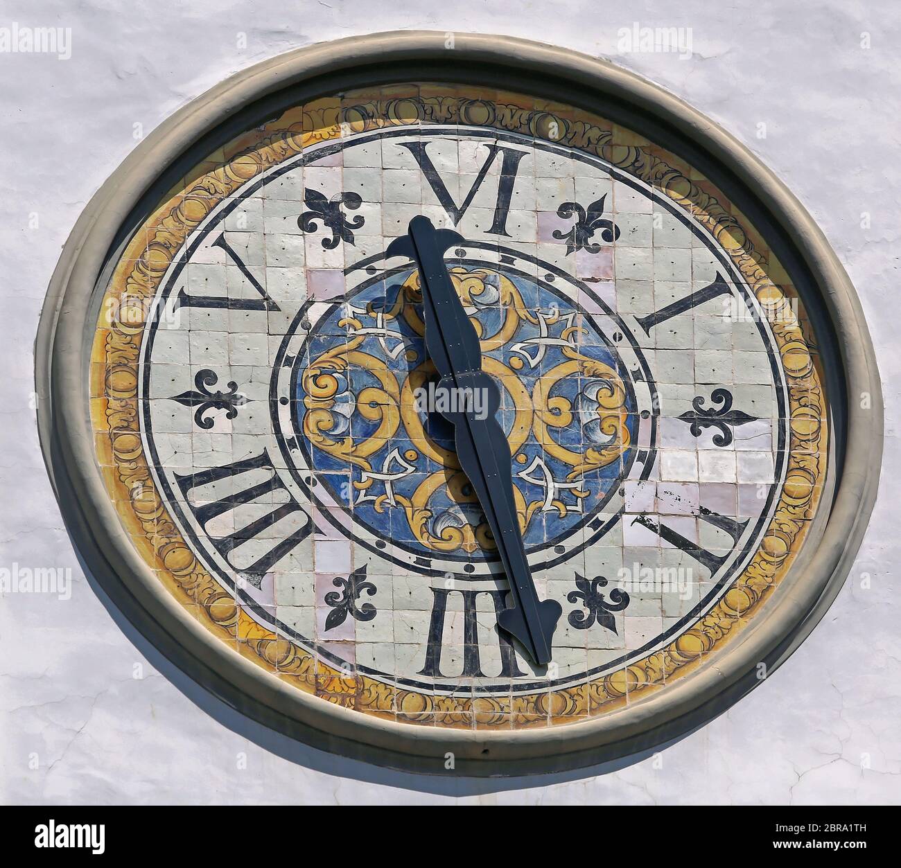 Roman Clock With TIles Dial at Church in Naples Stock Photo Alamy