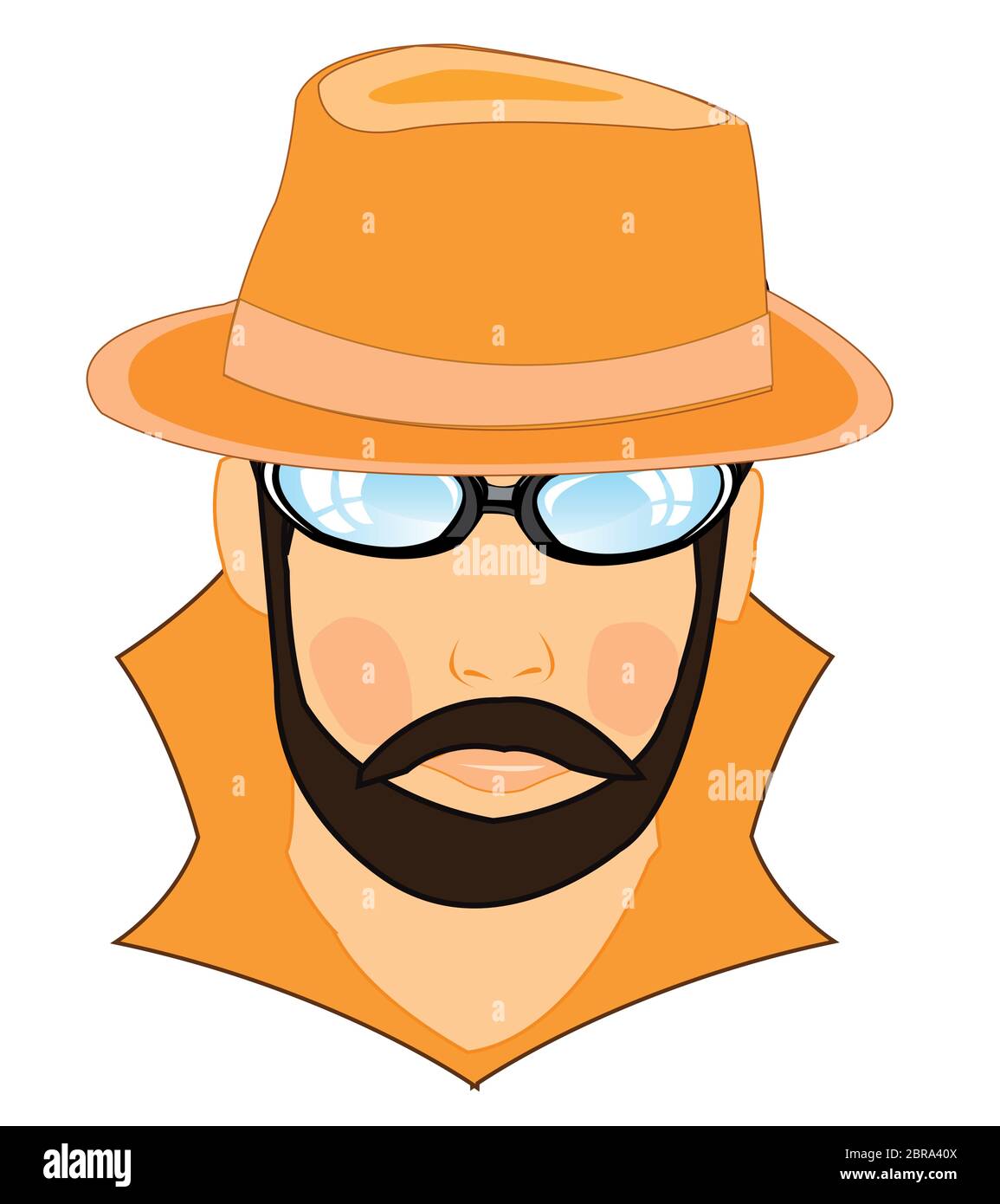Portrait men spy in hat and spectacles Stock Vector