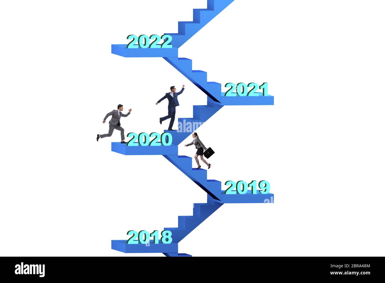 Businessman climbing the stairs on yearly basis Stock Photo - Alamy