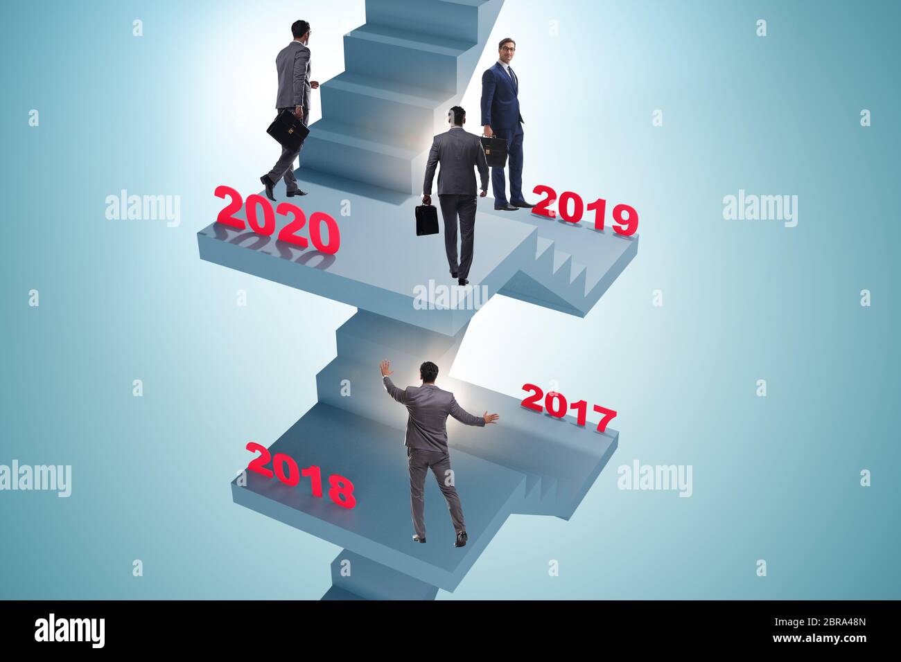 Businessman climbing the stairs on yearly basis Stock Photo - Alamy