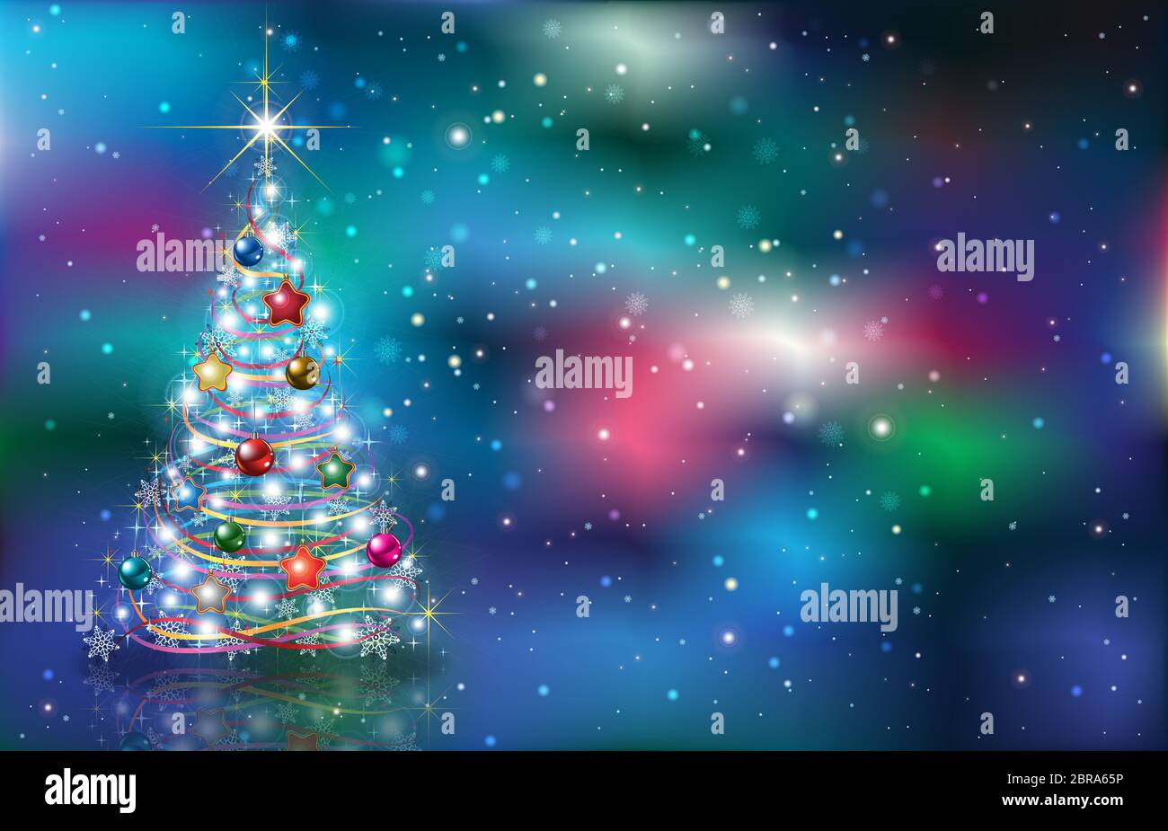 Abstract blue background with Christmas tree and decorations Stock ...