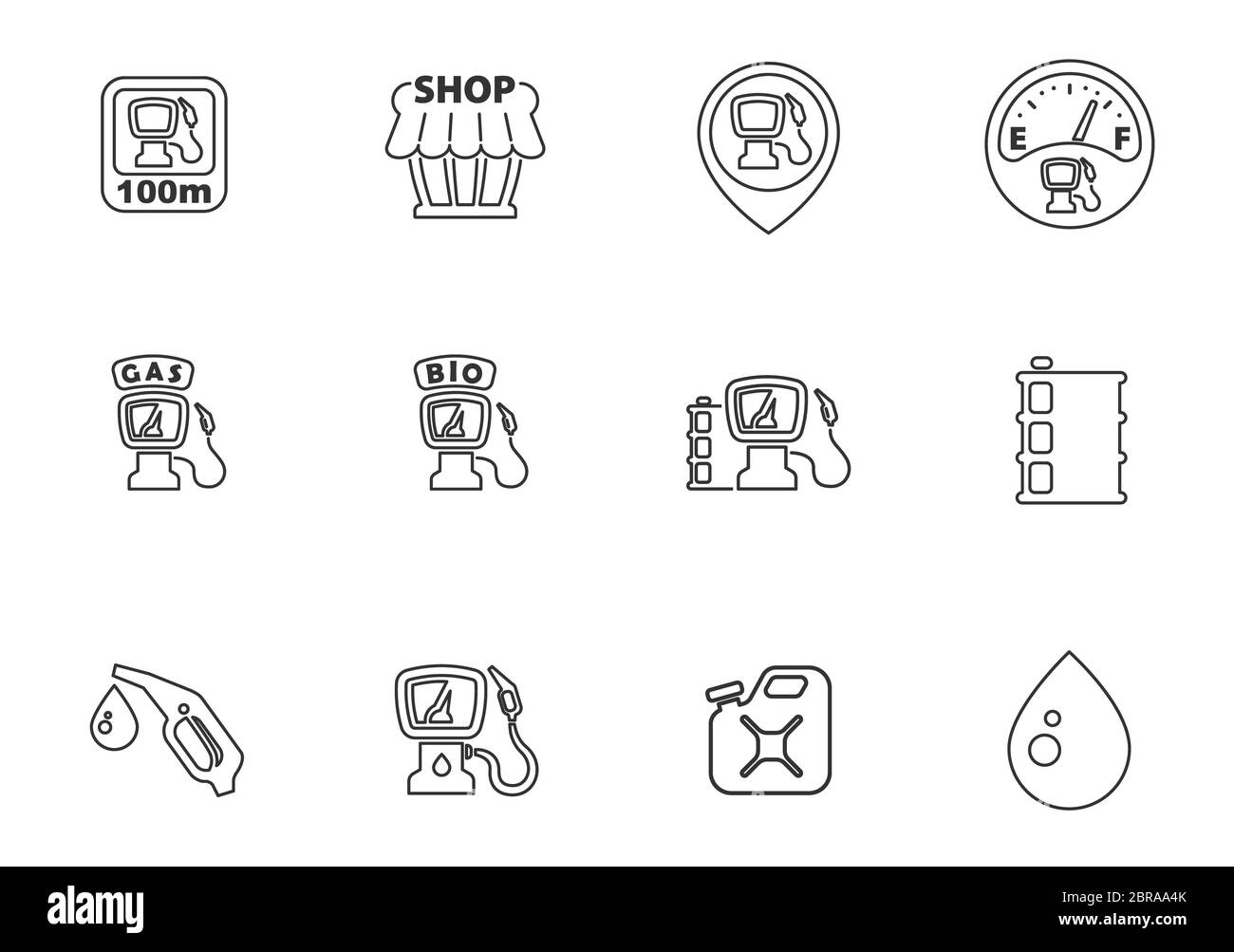Vector gas station line icons set for user interface design Stock Photo ...