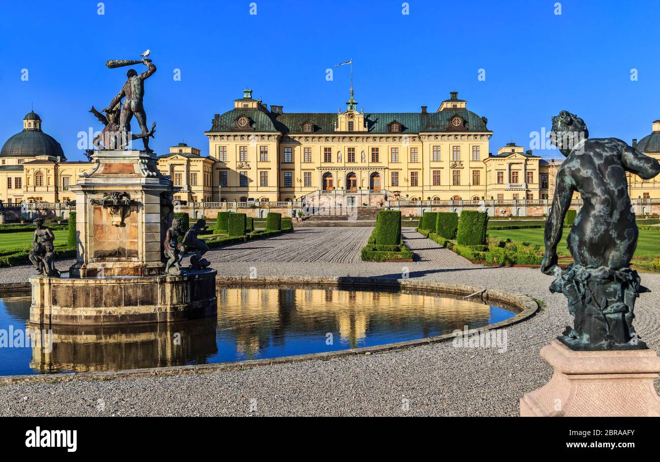 The Drottningholm Palace, the private residence of the Swedish royal family in Stockholm, Sweden