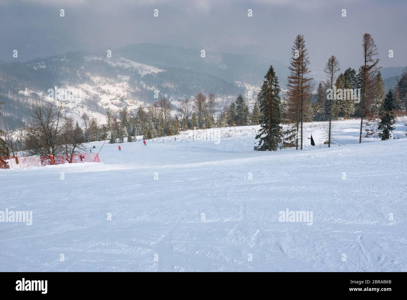 Ski slope in Szczyrk in Beskid Mountains, Poland Stock Photo