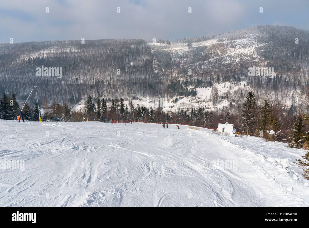 Ski slope in Szczyrk in Beskid Mountains, Poland Stock Photo