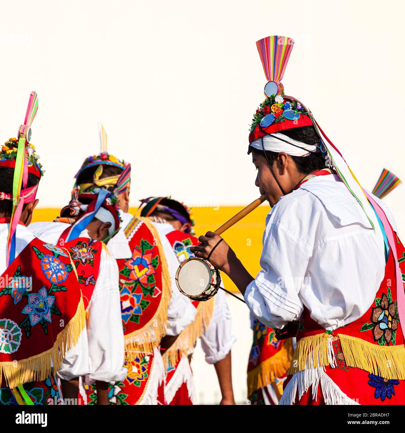 Ritual Dance of the Voladores (Flyers) in Papantla, Veracruz, Mexico. Stock Photo