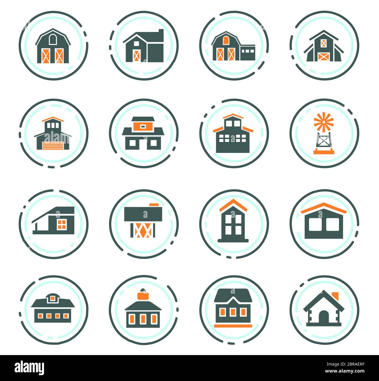 farm building icon set for web sites and user interface Stock Photo - Alamy
