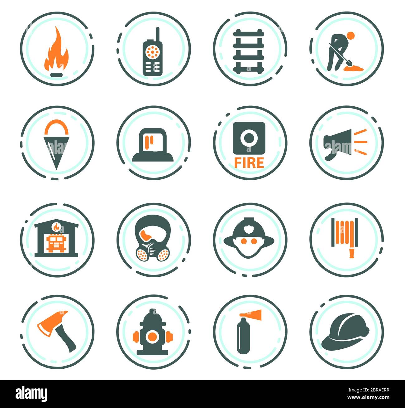 Fire brigade icons set for web sites and user interface Stock Photo - Alamy