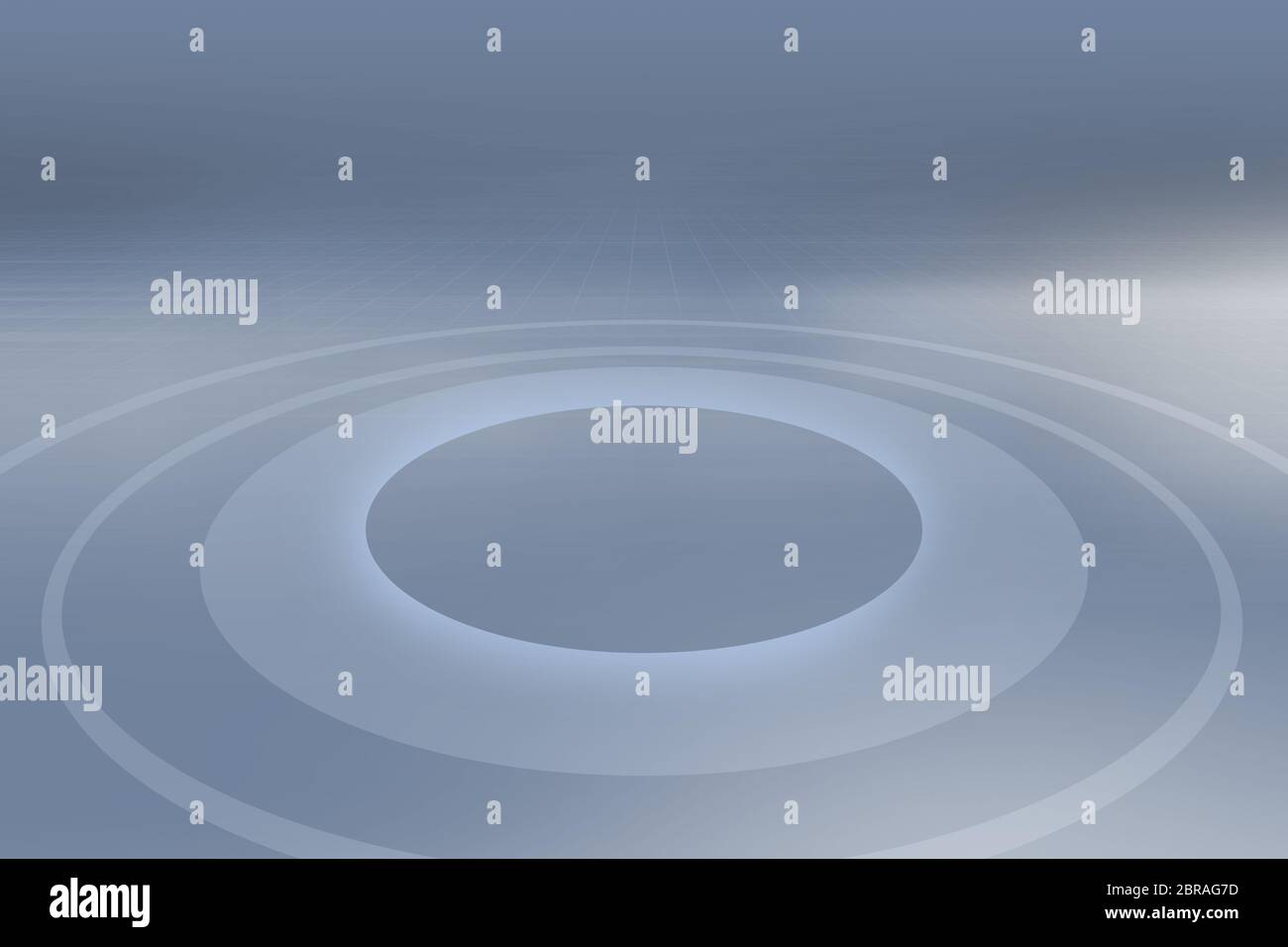 Empty studio 3d space, multiple expanding circles on ground Stock Photo