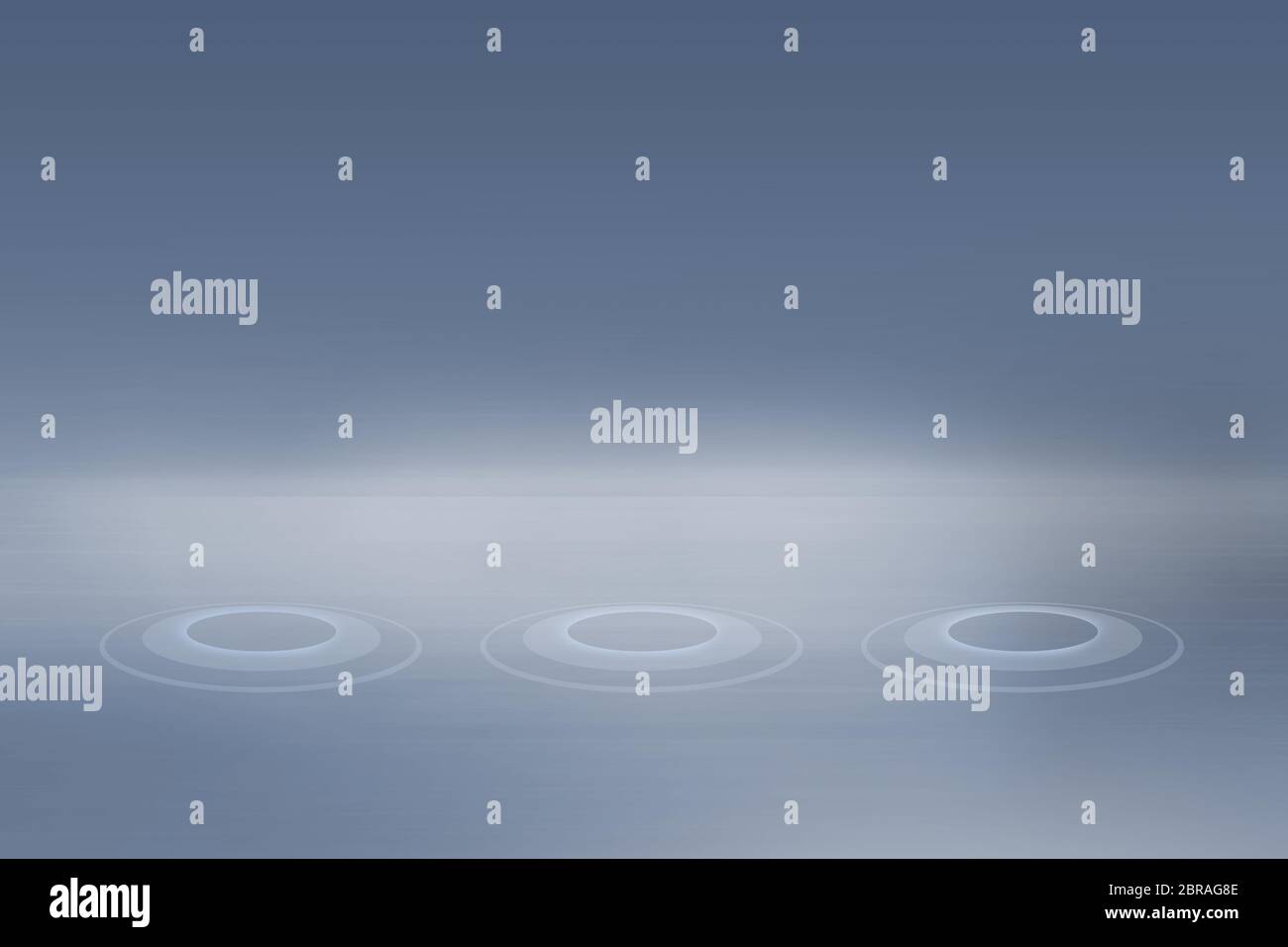 Empty 3d space, with multiple expanding circles on ground Stock Photo