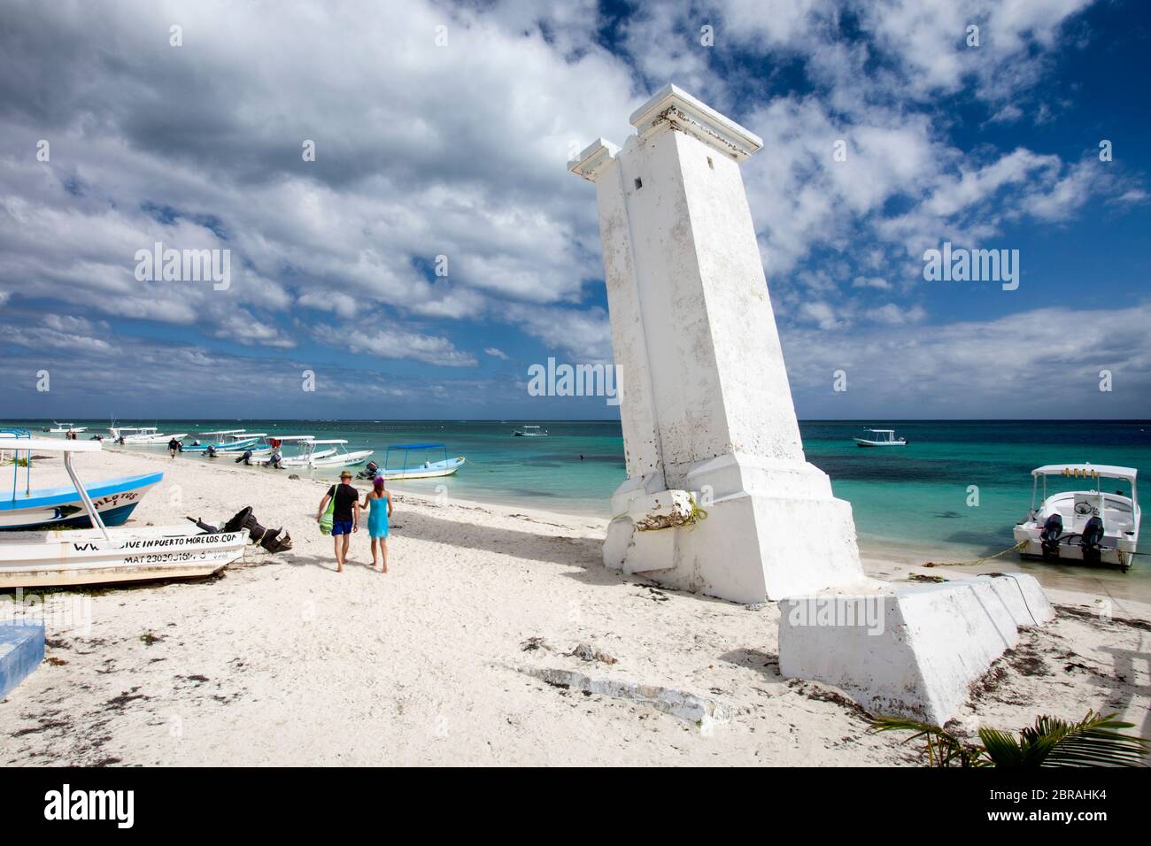 The leaning lighthouse in Puerto Morelos, Quintana Roo on the Mayan Riviera of Mexico. Stock Photo