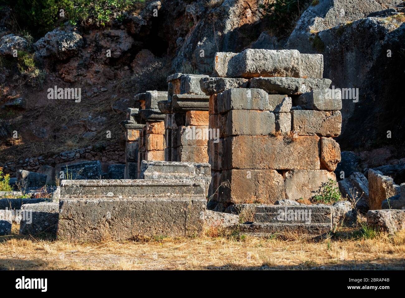 Detail View of Stadium in Delphi, Greece Stock Photo