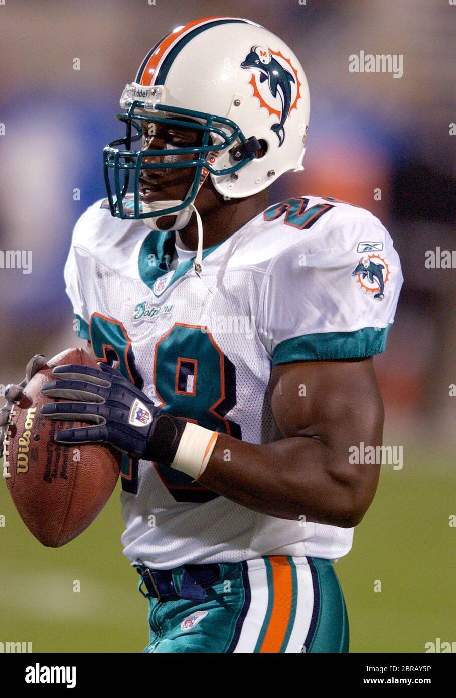 Miami Dolphins helmet on the field during Monday Night Football game  against the Miami Dolphins at Sun Devil Stadium. The Chargers' home game  was moved from Qualcomm Stadium in San Diego to