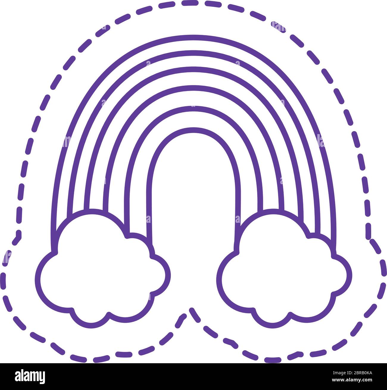 rainbow with clouds line style icon design, Cute patch expression ...