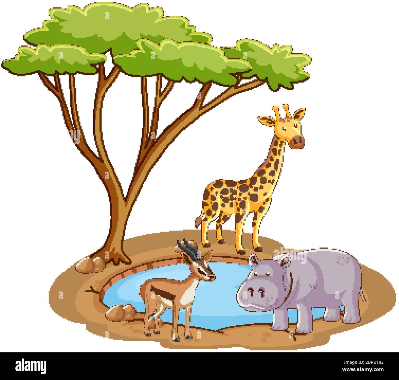 Scene with wild animals by the pond illustration Stock Vector Image ...