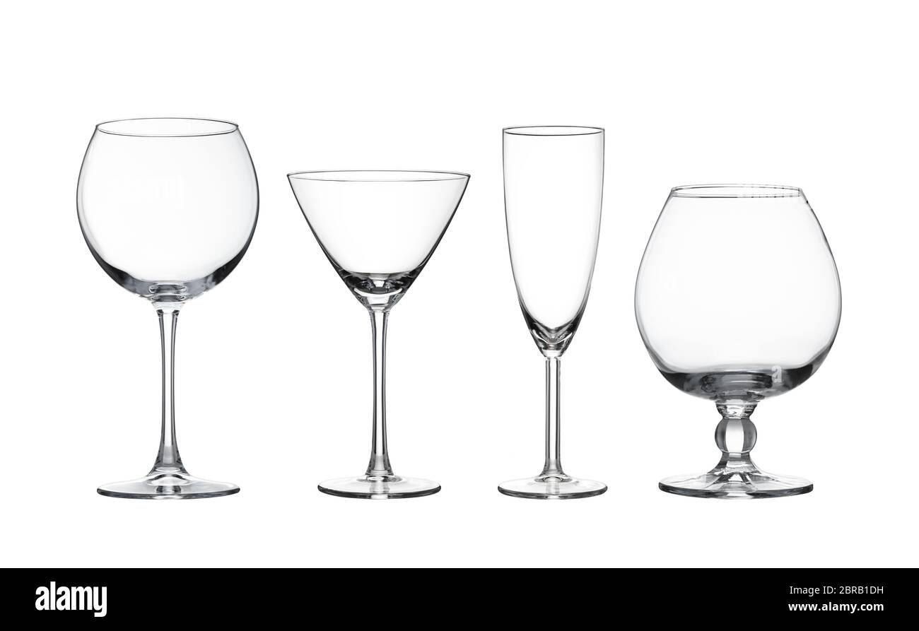 Empty glass martini glass against  white background. Stock Photo