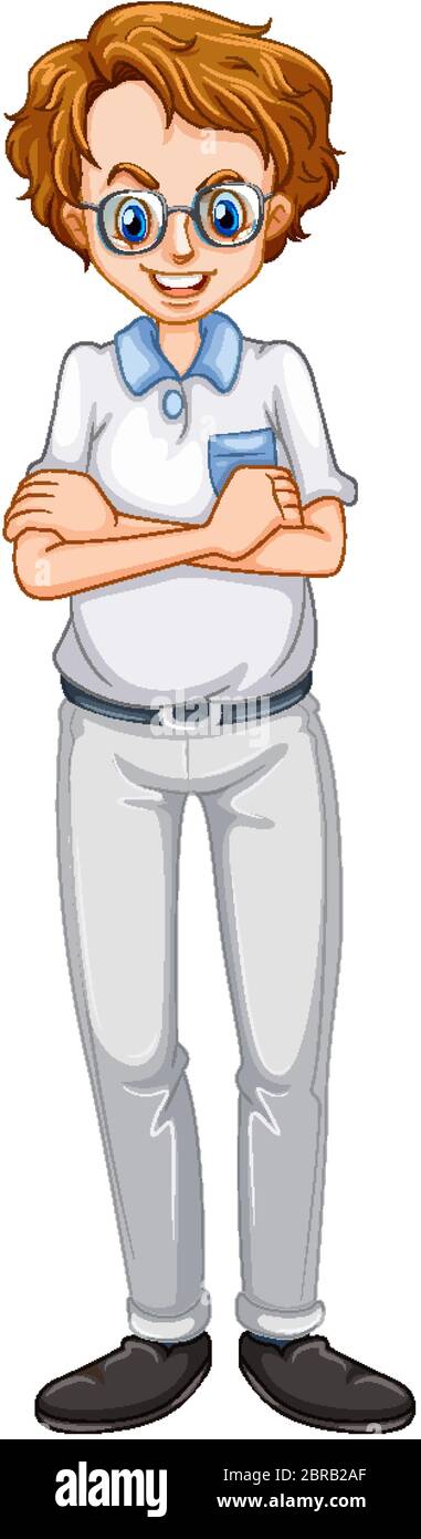 Happy man standing on white background illustration Stock Vector Image ...