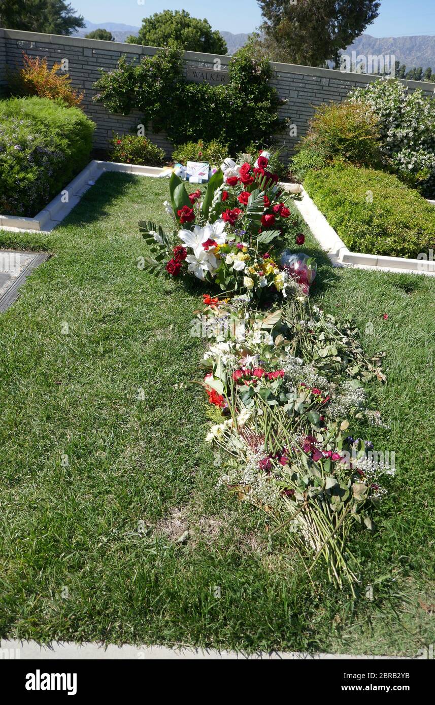 Los Angeles, California, USA 20th May 2020 A general view of atmosphere of Paul  Walker's Grave on May 20, 2020 at Forest Lawn Memorial Park in Los Angeles,  California, USA. Photo by