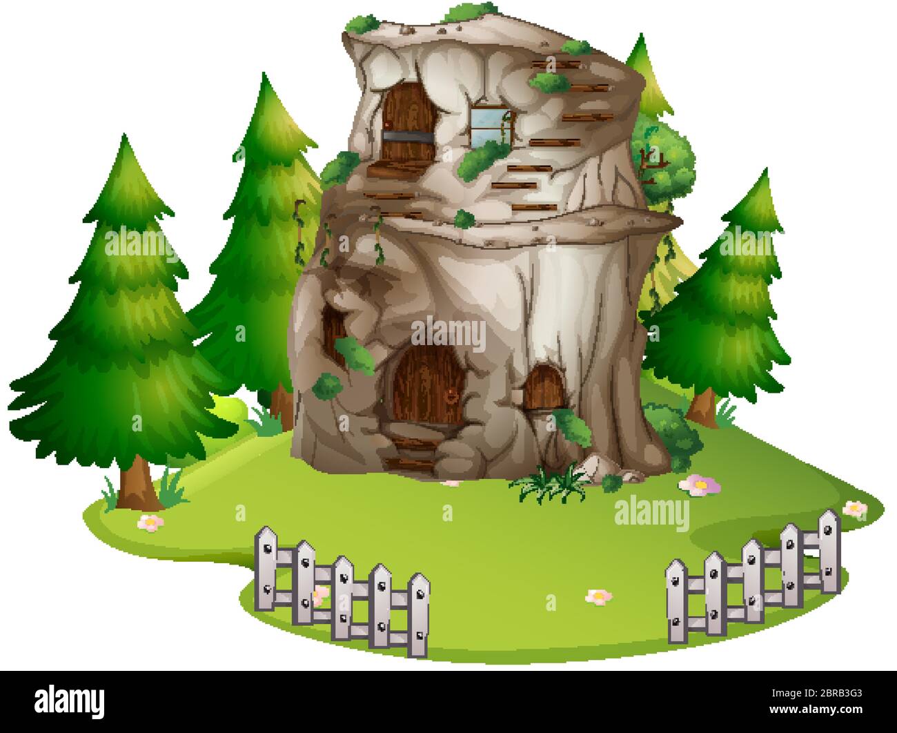 Isolated stone house in nature illustration Stock Vector