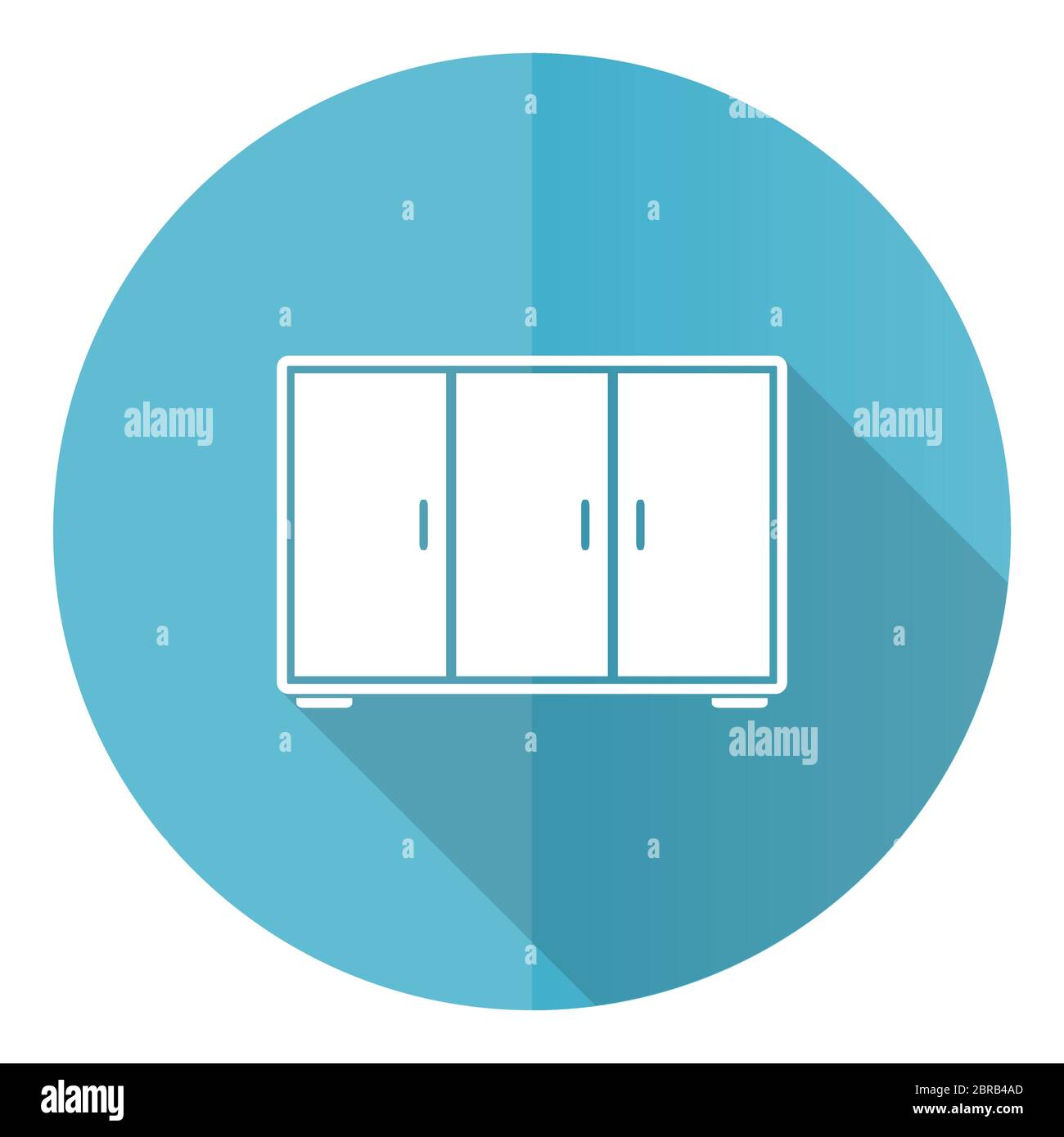 Wardrobe blue round flat design vector icon isolated on white ...
