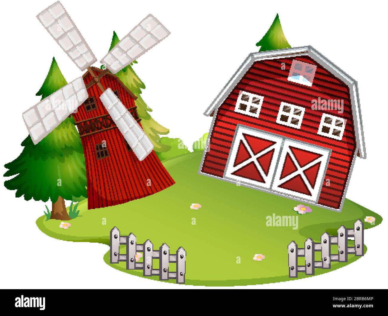 Isolated farm house on white background illustration Stock Vector Image ...