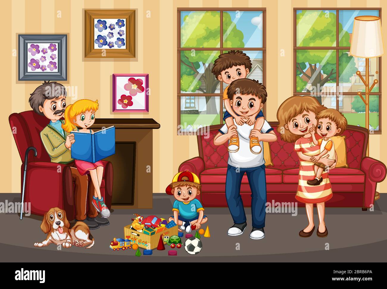 Happy family at home illustration Stock Vector Image & Art - Alamy