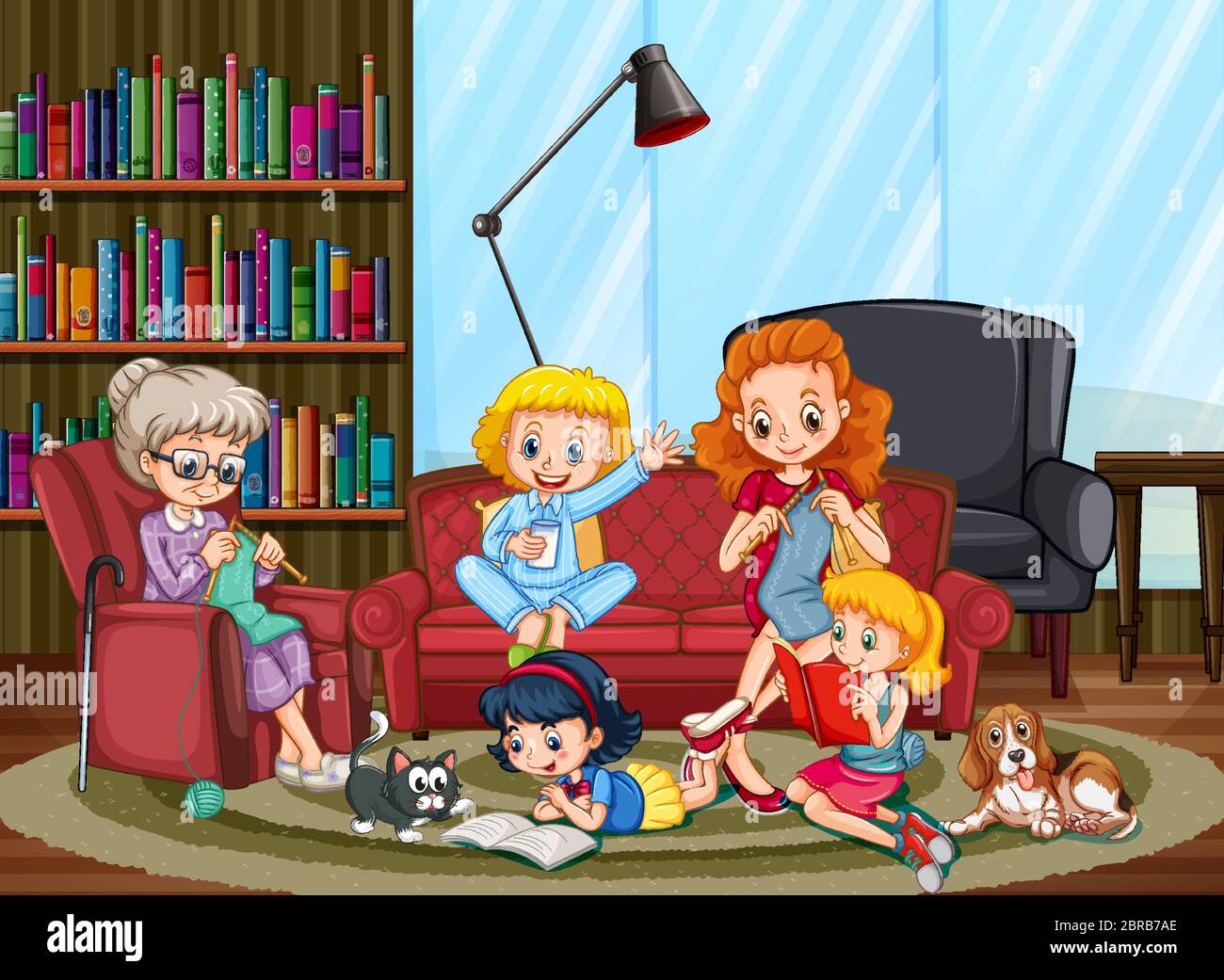 Happy family at home illustration Stock Vector Image & Art - Alamy