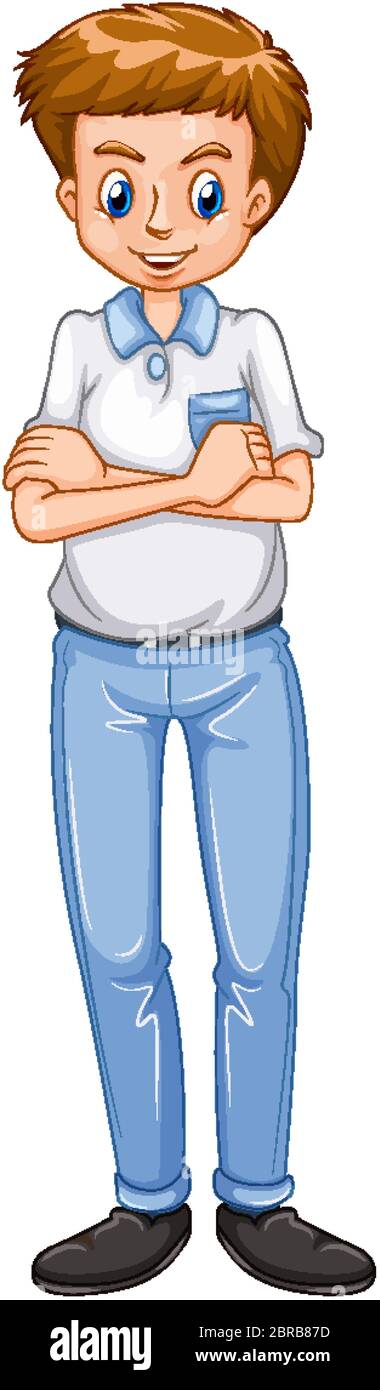 Happy man standing on white background illustration Stock Vector Image ...
