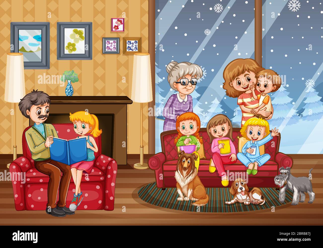 Happy family at home illustration Stock Vector Image & Art - Alamy