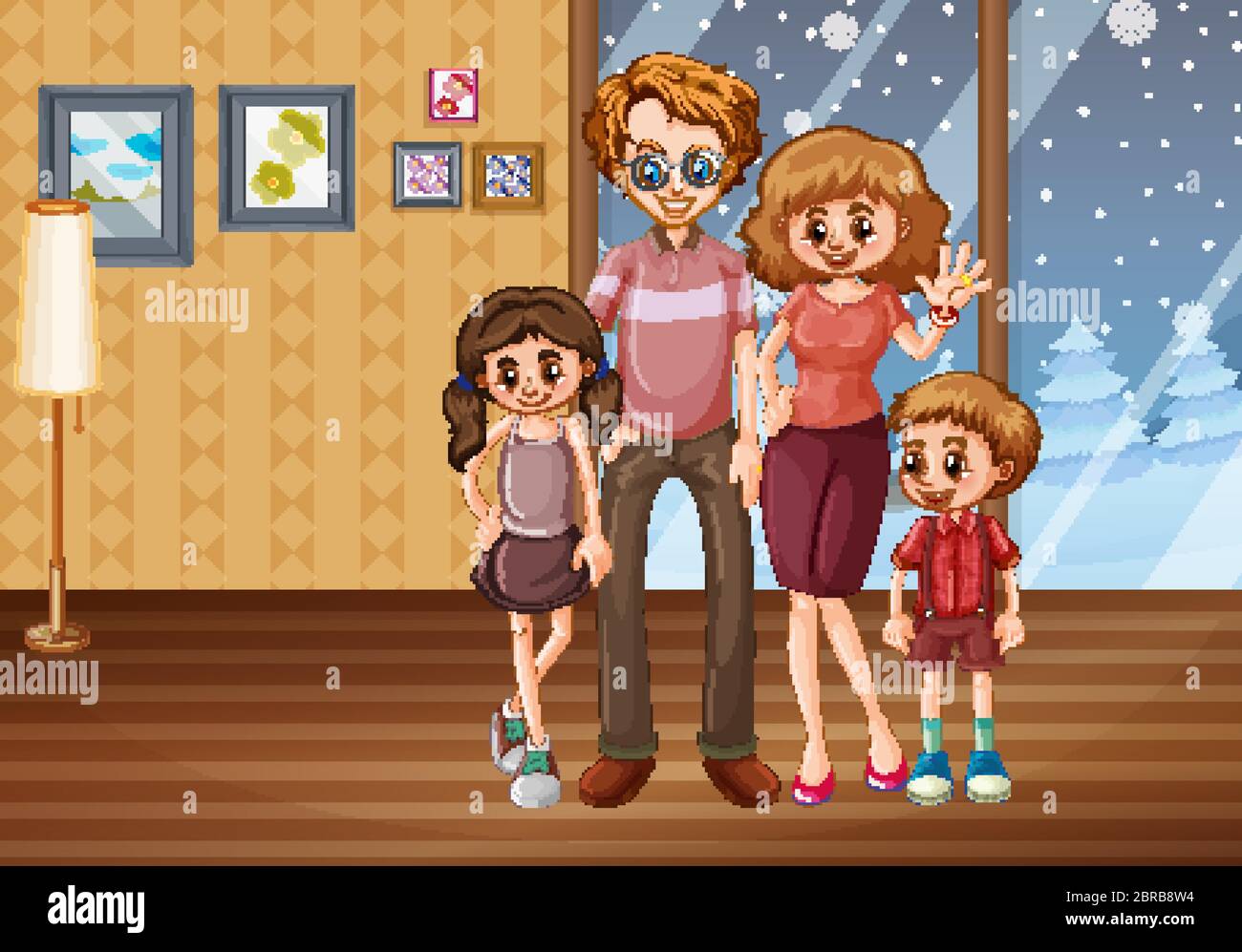 Happy family at home illustration Stock Vector Image & Art - Alamy