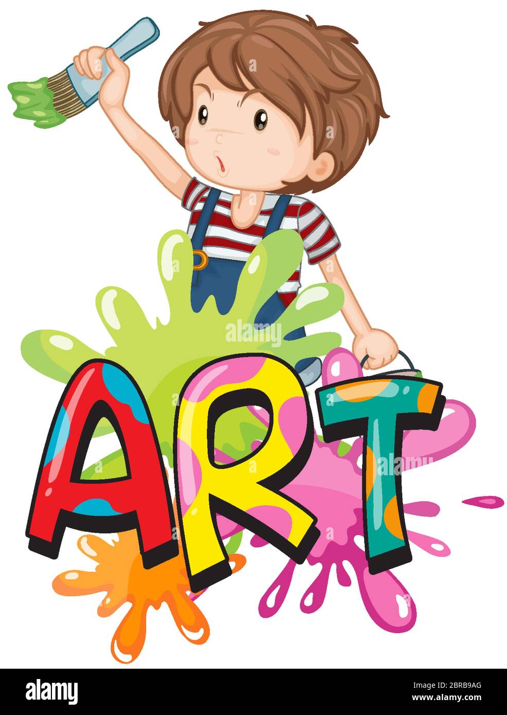 Font design for word art with kid painting in background illustration Font design for word art with kid painting in background illustration