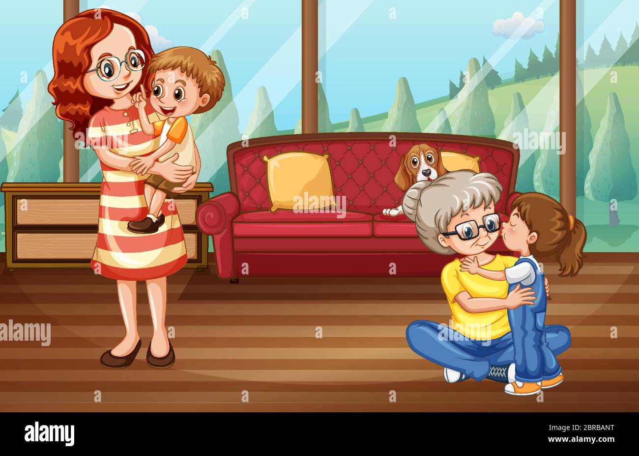 Happy family at home illustration Stock Vector Image & Art - Alamy